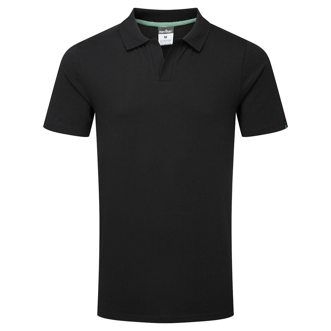 Portwest organic cotton recyclable polo shirt in black.