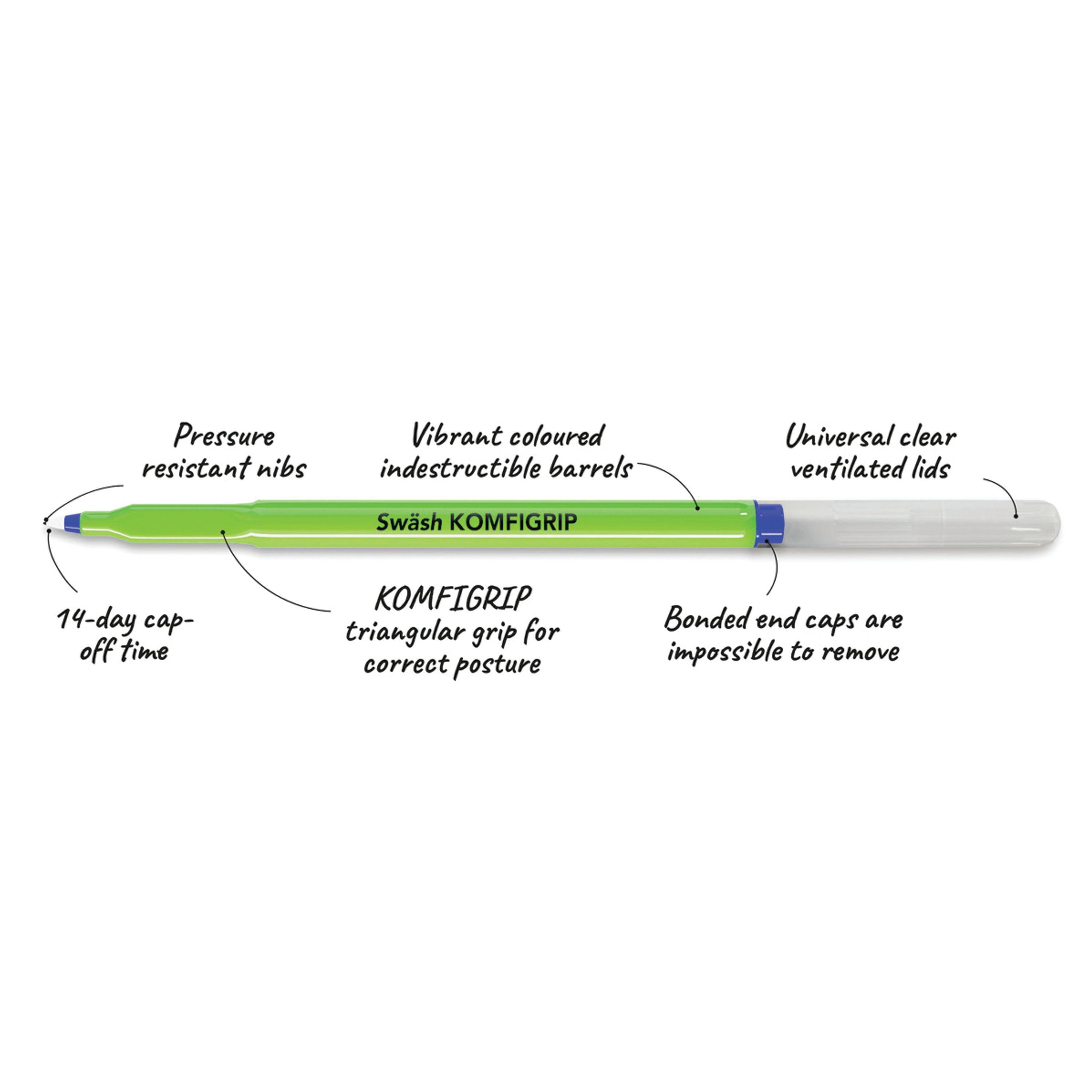 Swash Komfigrip Handwriting Pen Blue  (Pack of 300)