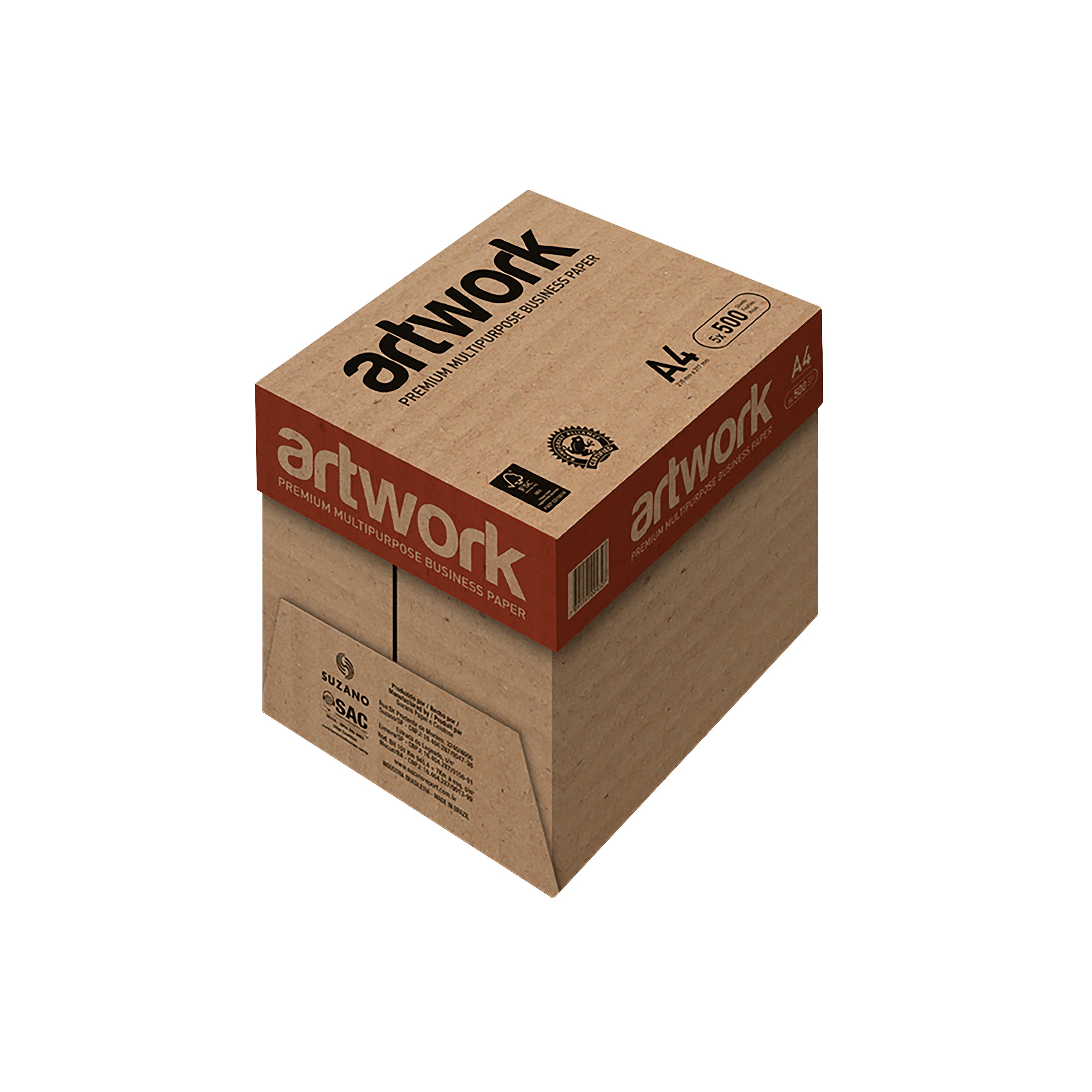 A single ream of Artwork A4 white 75gsm paper, with its branded wrapping.