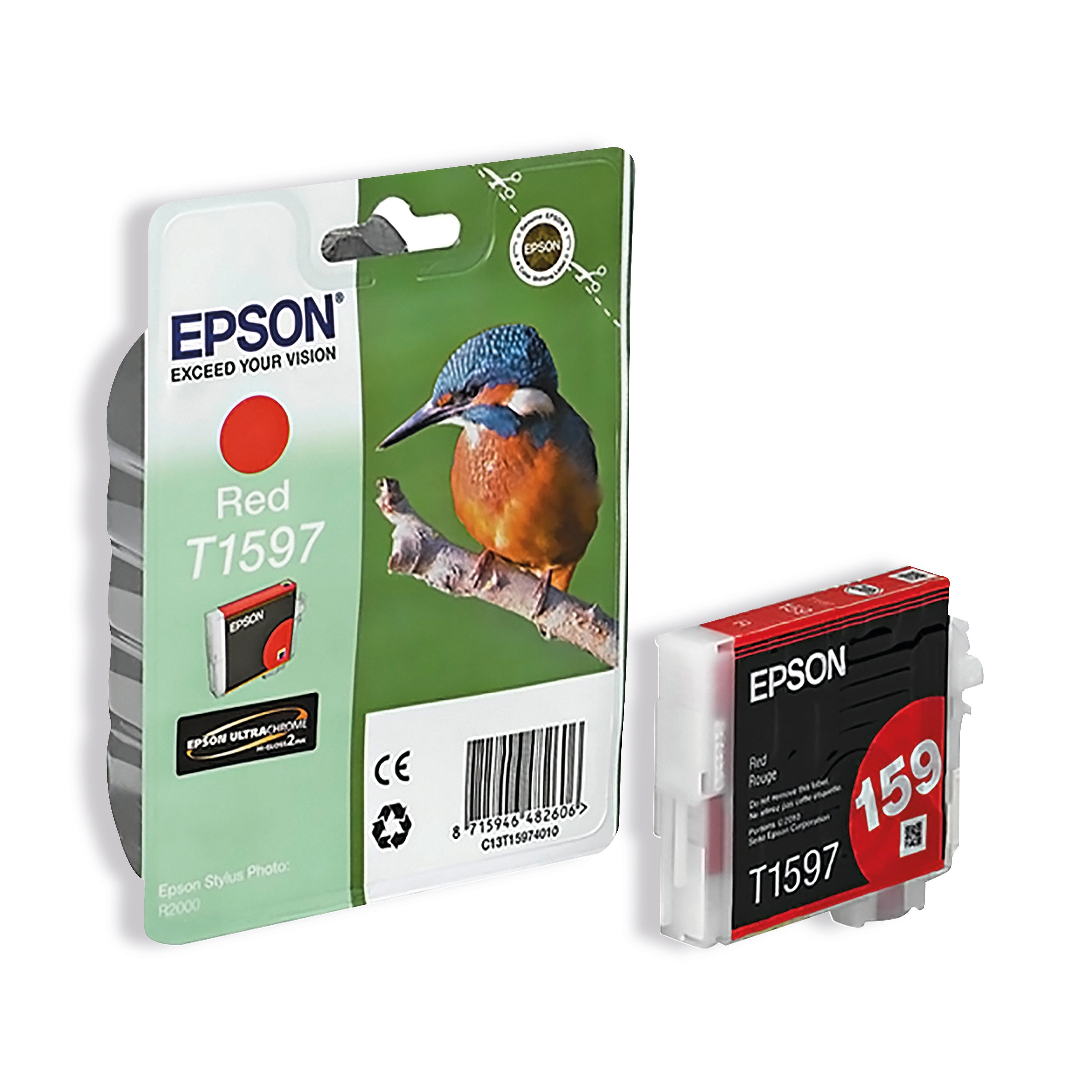 Epson T1597 Ink Cartridge Ultra Chrome Hi-Gloss2 Kingfisher Red C13T15974010
