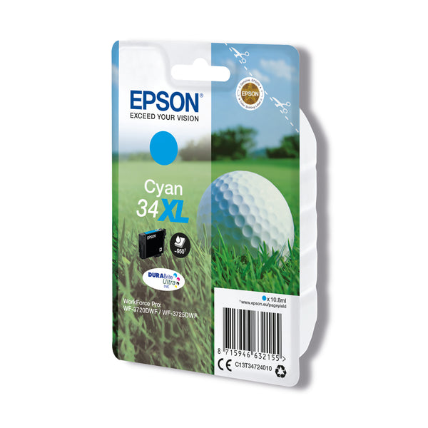 Epson 34XL Ink Cartridge DURABrite Ultra High Yield Golf Ball Cyan C13T34724010