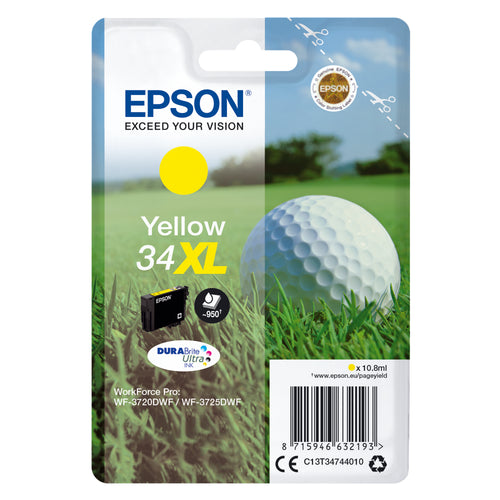 Epson 34XL Ink Cartridge DURABrite Ultra High Yield Golf Ball Yellow C13T34744010