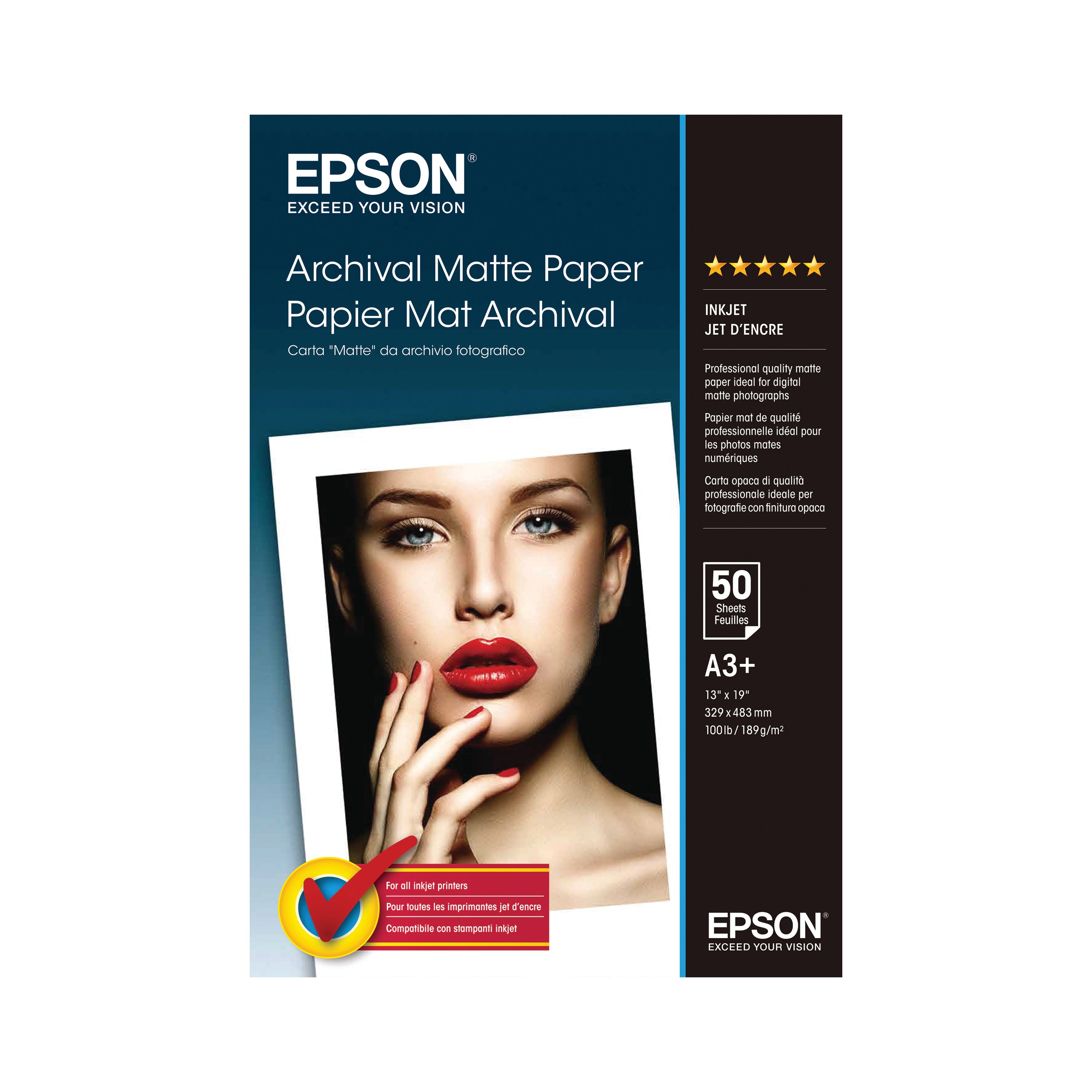 Epson A3 Plus Matte Archival Paper 192gsm (Pack of 50) C13S041340