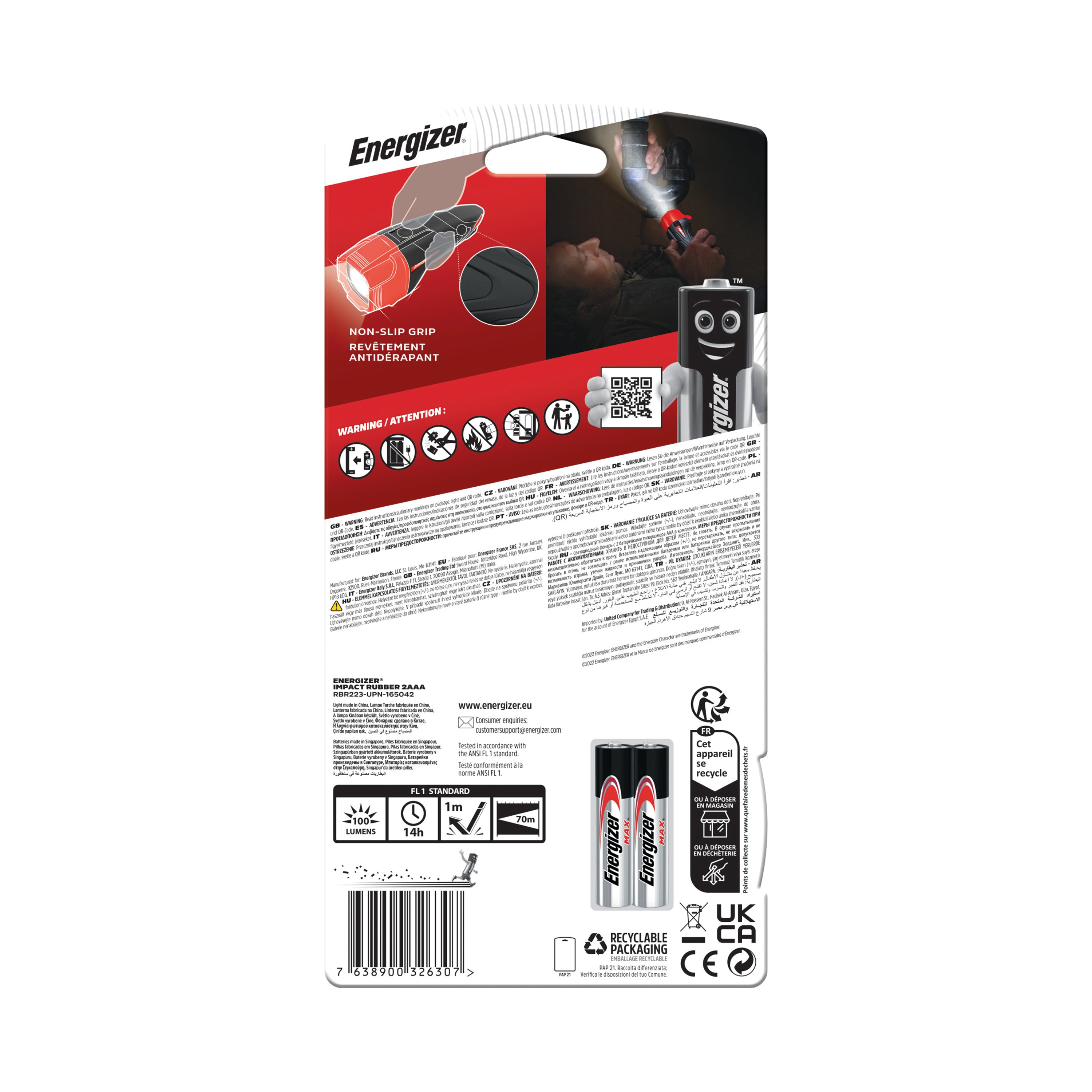 Energizer Impact Torch 18 Hours Run Time 2xAAA 632630