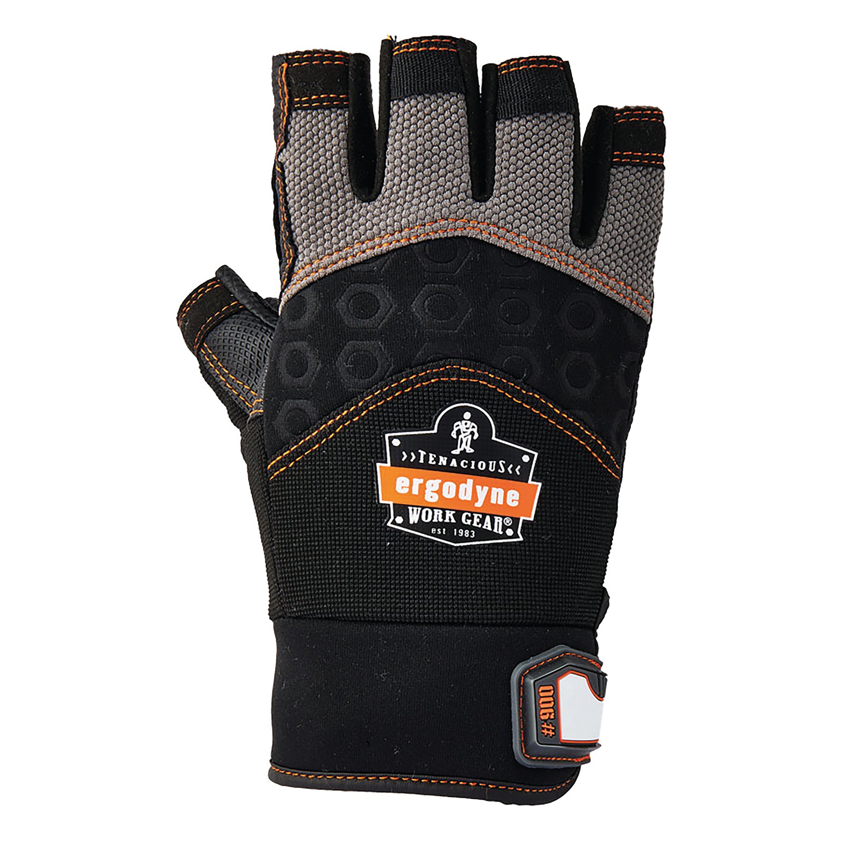 Tenacious Ergodyne Work Gear Est. 1983 Ergodyne Impact Fingerless Gloves 1pr Black/grey M Ey900m