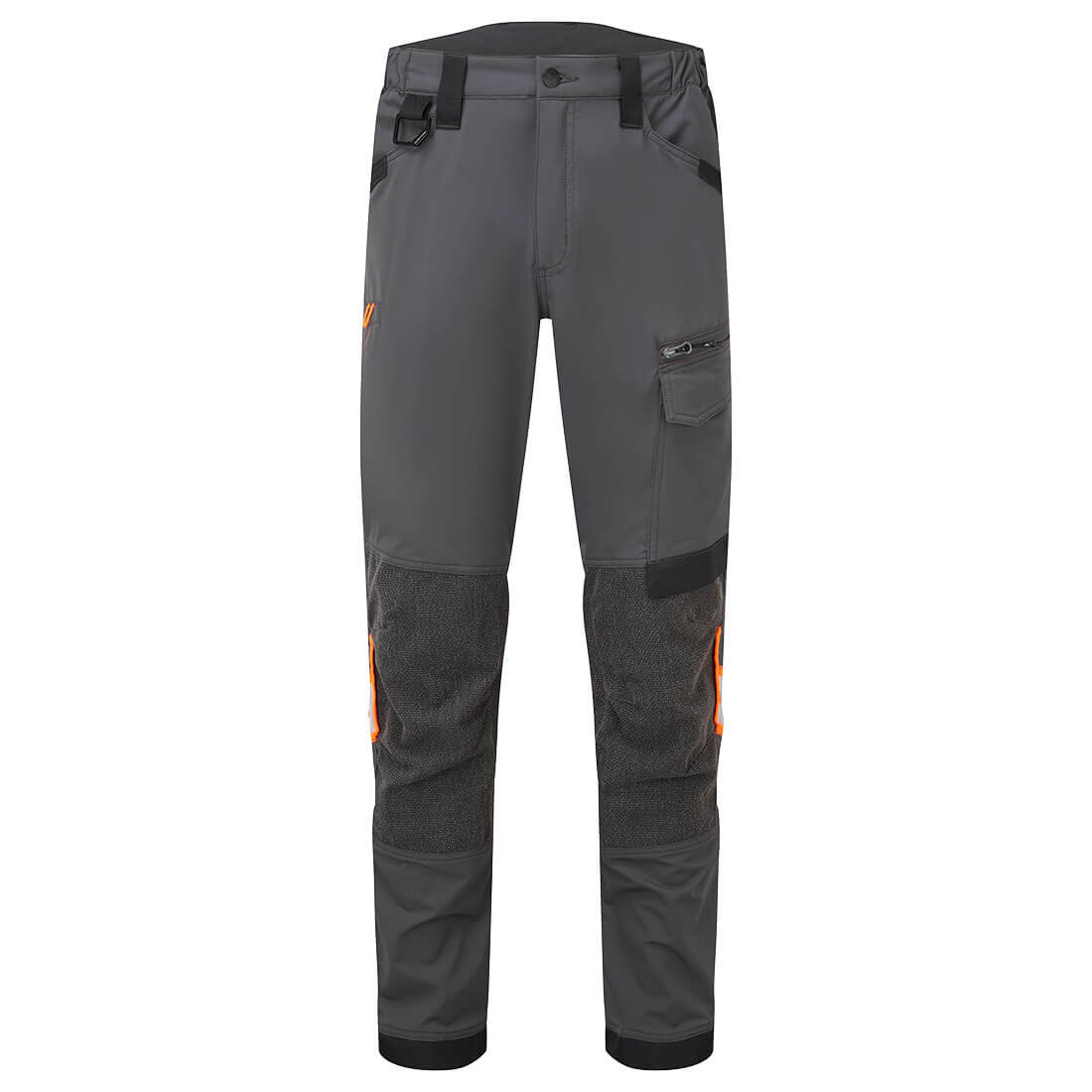 Metal grey Portwest EV4 stretch service trousers (EV441) ideal for active roles that require a professional look.