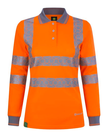 Envirowear Ewear Recyclable Womens Hi Vis L/S Polo Shirt Or 18 (3Xl)