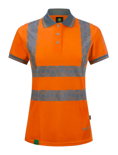 Envirowear Ewear Recyclable Womens Hi Vis S/S Polo Shirt Or 10 (M)