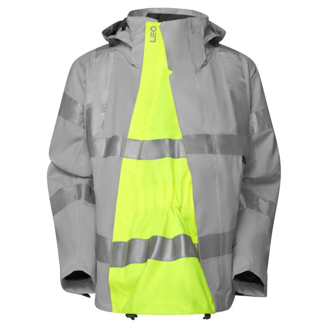 Leo Workwear yellow maternity expander panel for hi-vis trousers, designed for comfort and flexibility