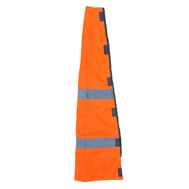 Leo Workwear orange maternity expander panel front view with hi-vis reflective strip