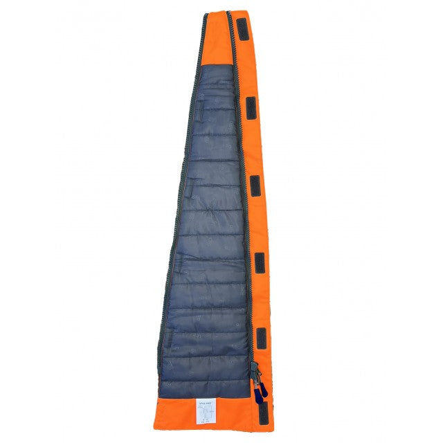 Leo Workwear orange maternity expander panel front view with hi-vis reflective strip