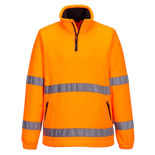 Portwest Hi-Vis 1/2 Zip Fleece in high-visibility orange.