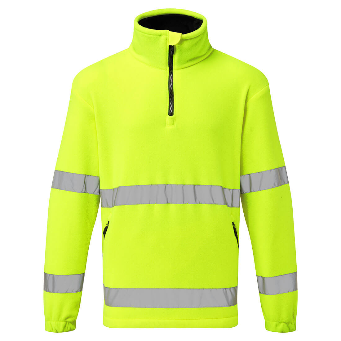 Portwest Hi-Vis 1/2 Zip Fleece in high-visibility yellow.
