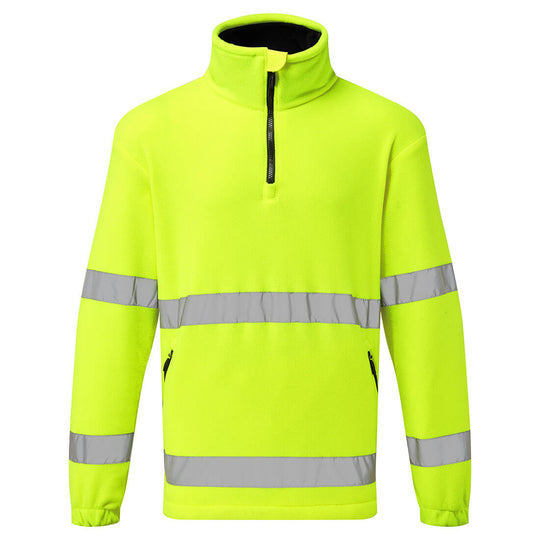 Portwest Hi-Vis 1/2 Zip Fleece in high-visibility yellow.