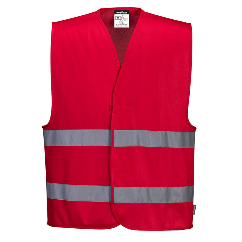 Portwest Iona Vest with reflective tape in red.