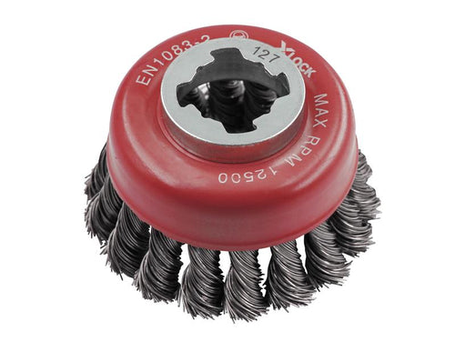 Faithfull X-LOCK Wire Cup Brush Twist Knot 75mm M14x2, 0.50mm Steel Wire