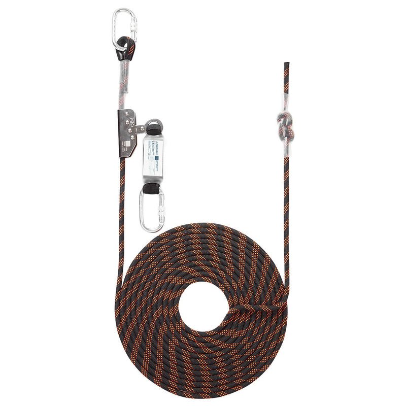Portwest 10m rope guided fall arrest system FP90 with a steel connector.
