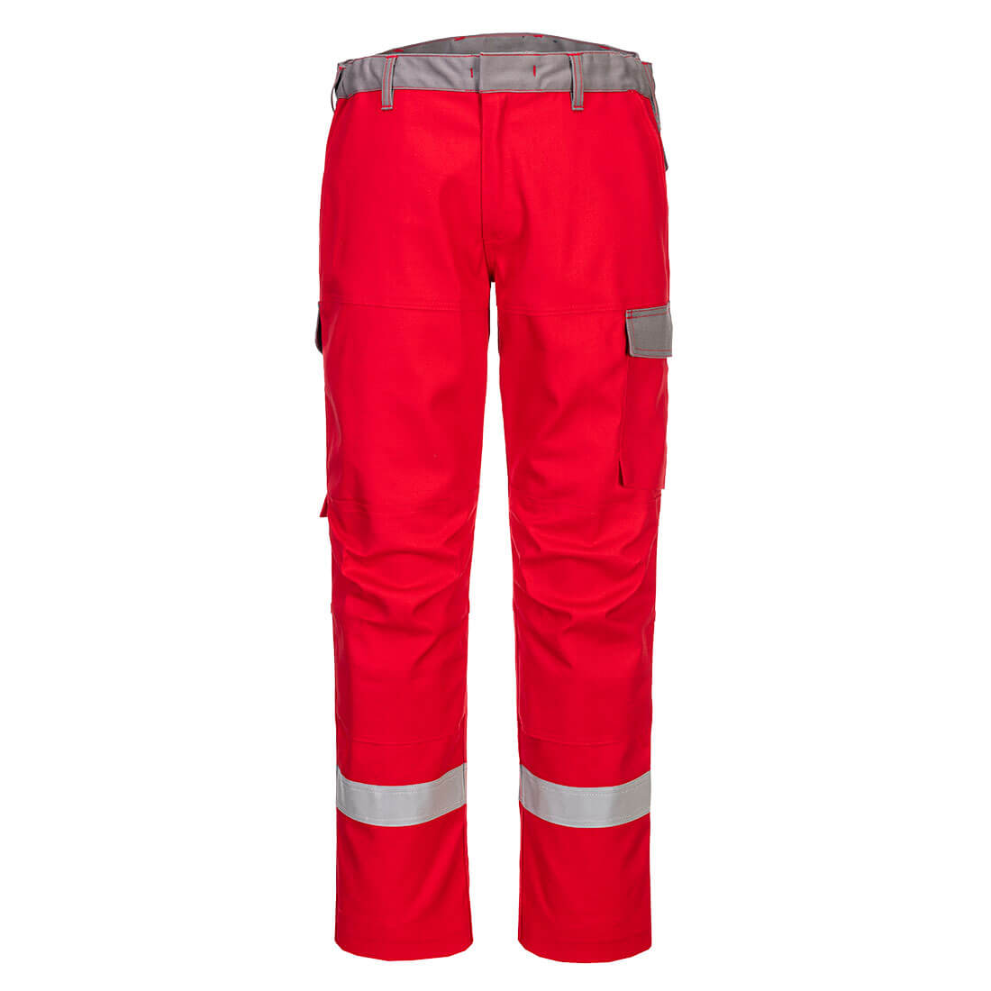 Portwest Bizflame Industry Two Tone Trousers FR06 in red, front view