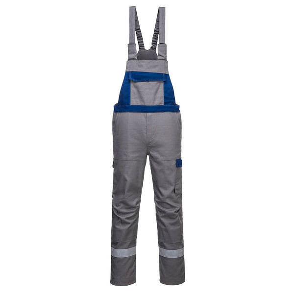 Portwest Bizflame Industry Two-Tone Bib and Brace (FR07) in a functional red and black combination.