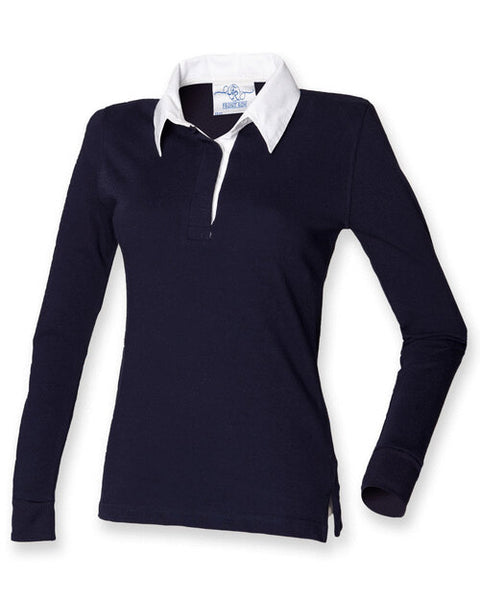 Front Row Ladies Long Sleeve Plain Rugby Shirt - FR101M