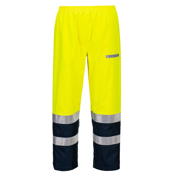 Portwest Bizflame Rain+ Hi-Vis Light Arc Trousers in yellow color