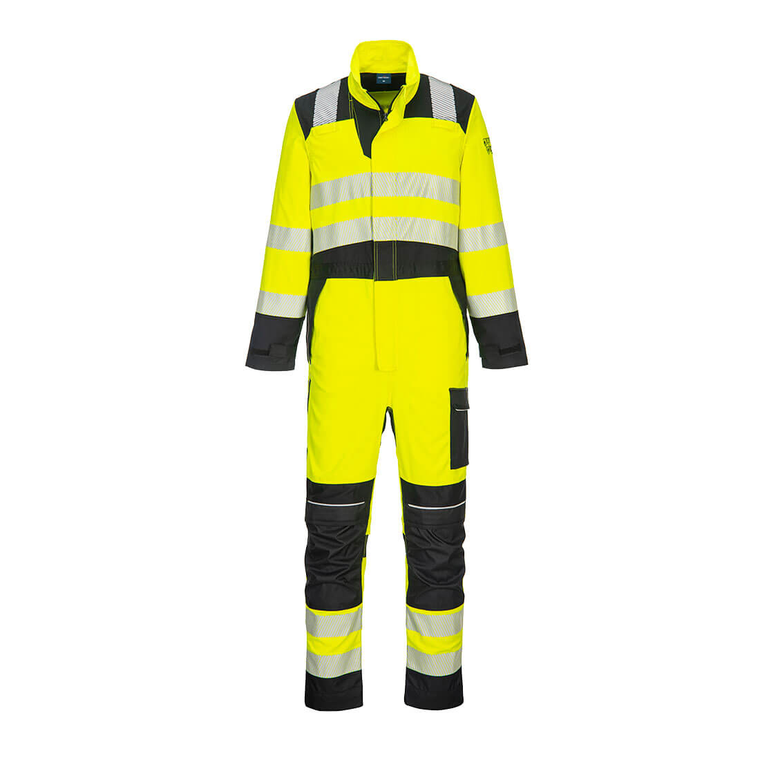 Portwest yellow-brown flame-resistant bib pants