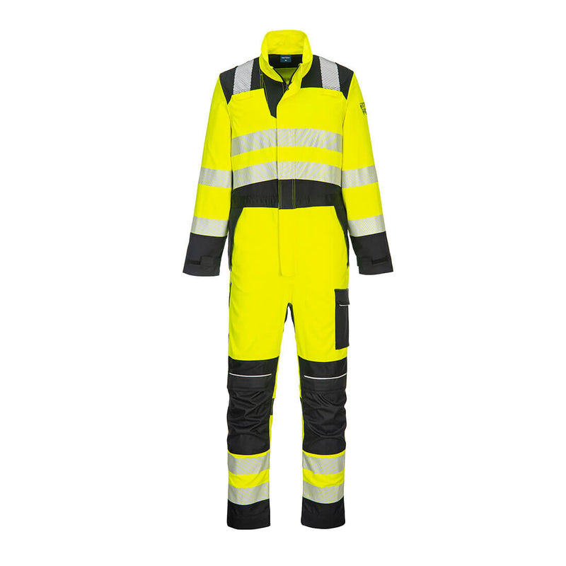 Portwest yellow-brown flame-resistant bib pants