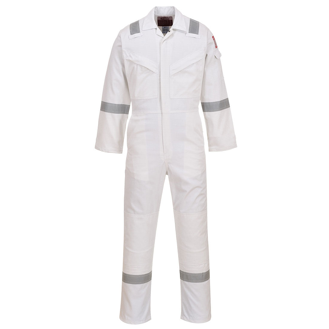 Portwest white flame-resistant coverall with pockets