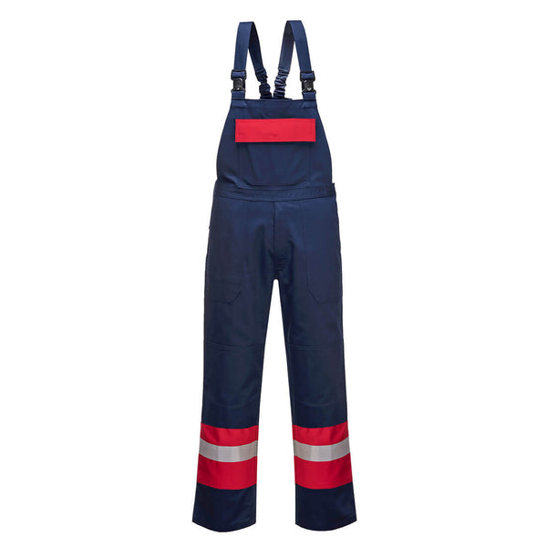 Portwest Bizflame Work Bib and Brace (FR57) in navy and red for a distinct, safe look.