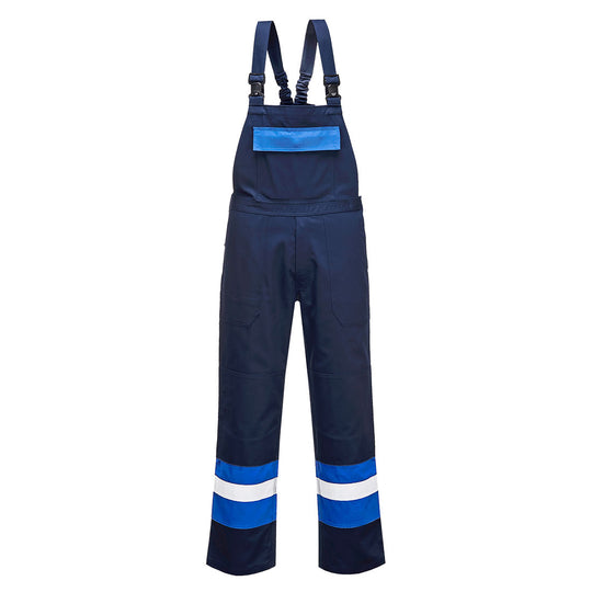 Portwest WX3 Bib and Brace (T704) in a bold dark red and black for a modern work aesthetic.