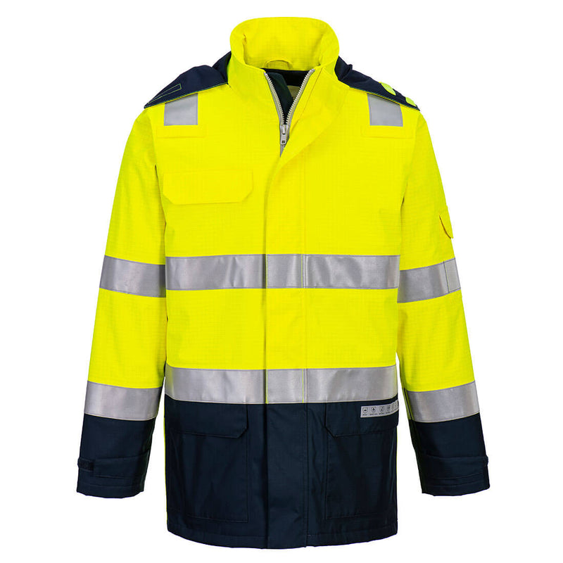 Portwest yellow flame-resistant bib pants