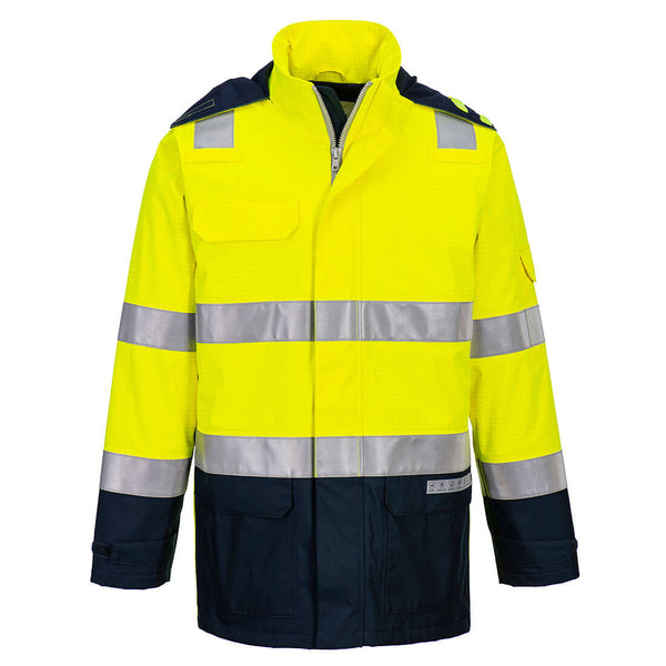 Portwest yellow flame-resistant bib pants