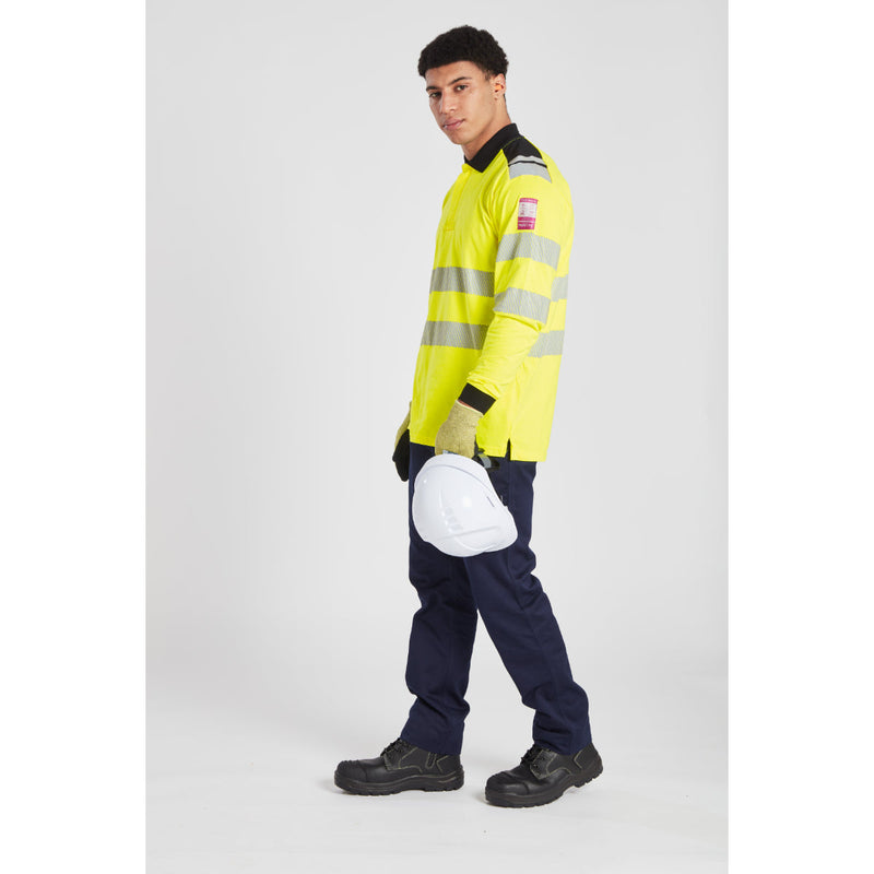 A worker in a hazardous environment relying on Portwest safety equipment.