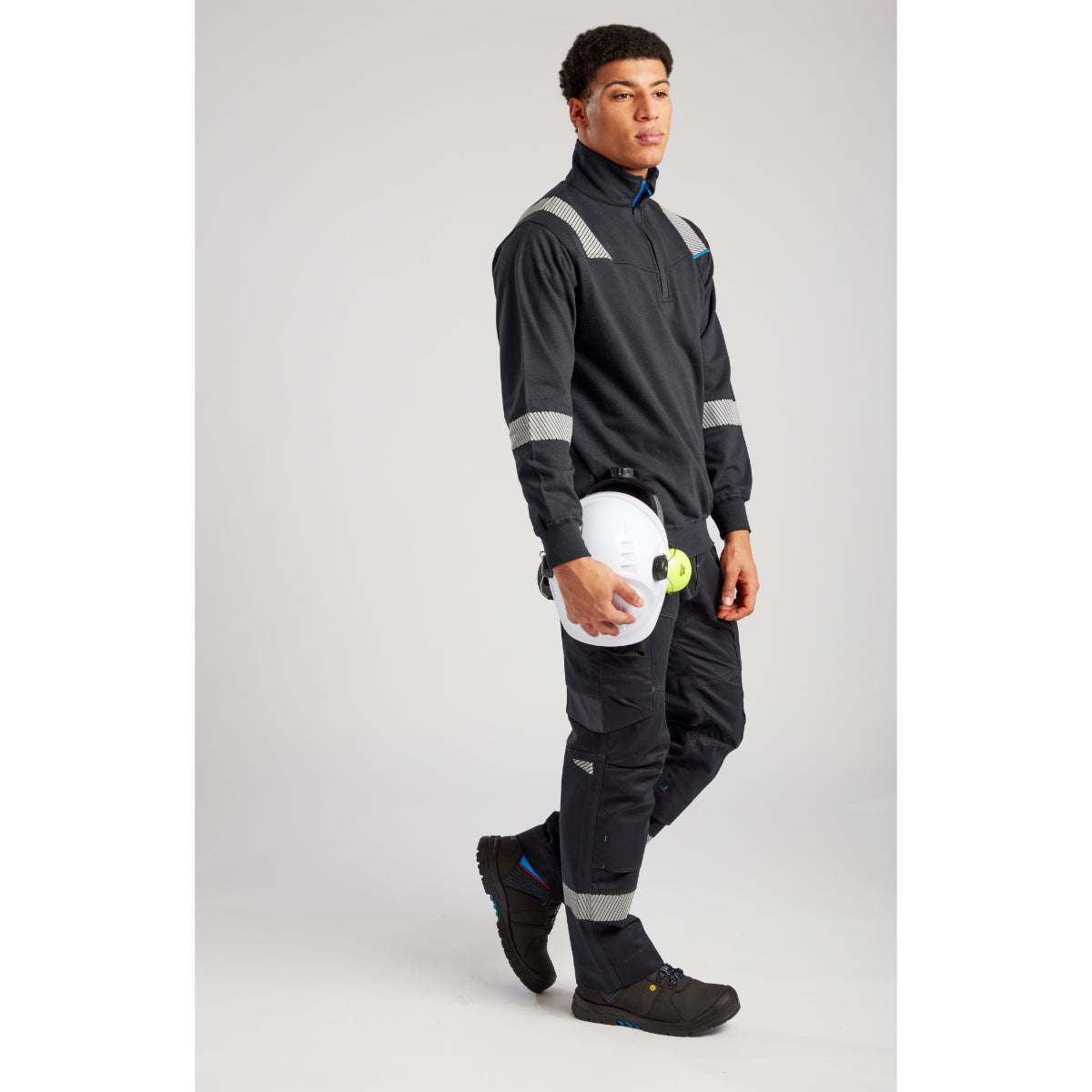 Portwest black flame-resistant jacket and arc flash coveralls