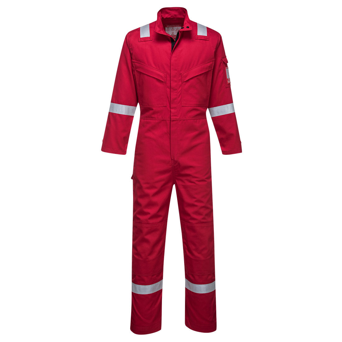 Red Portwest Bizflame Ultra Coverall FR93 with full coverage and safety compliance