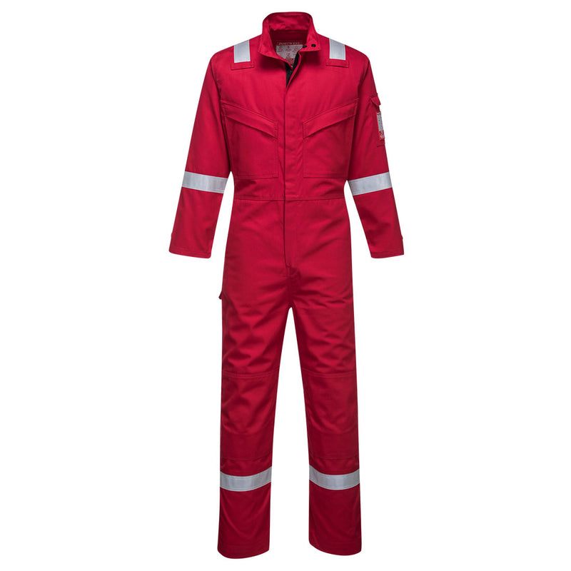 Red Portwest Bizflame Ultra Coverall FR93 with full coverage and safety compliance