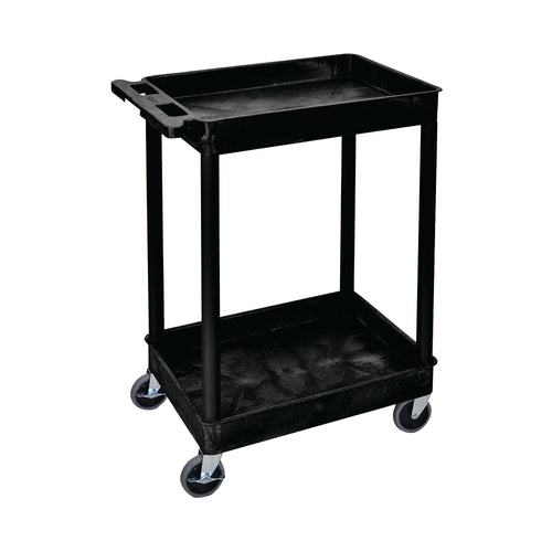 Multipurpose 2 Shelf Trolley with Uprights 136kg Capacity Black GI927L