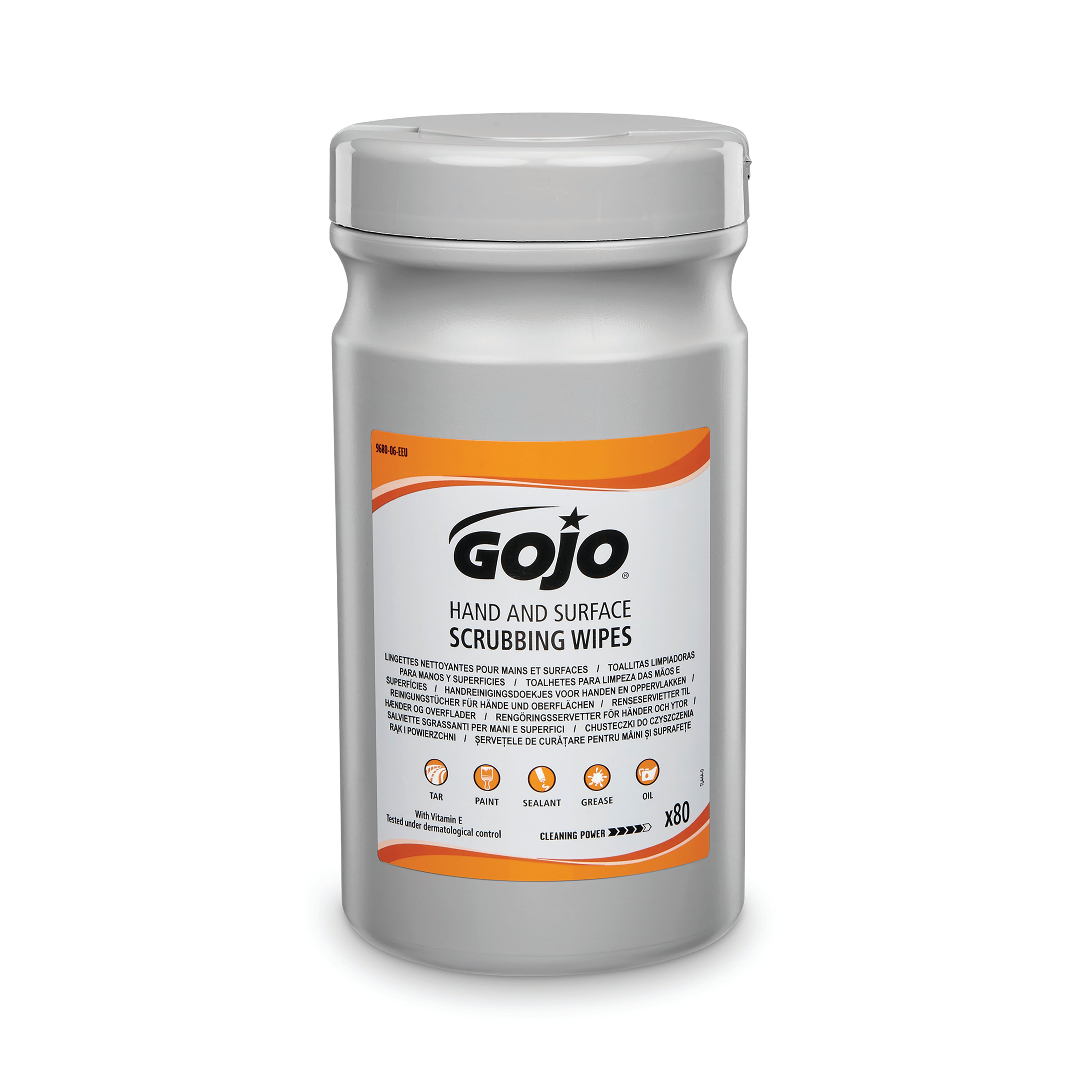 Gojo Hand and Surface Scrubbing Wipes Canister (Pack of 80) 9680-06-EEU