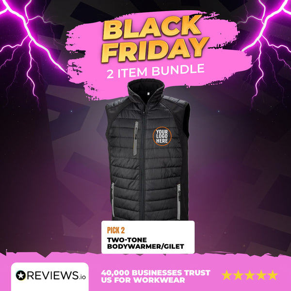 2x Embroidered Result Two-Tone Bodywarmer/Gilet with Company Logo