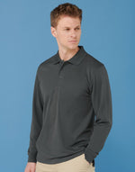 Henbury Coolplus Unisex Long Sleeve  Polo Shirt - thumbnail 5