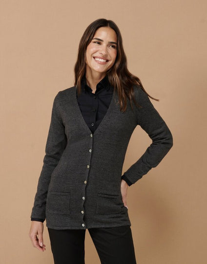 Henbury Ladies V Button Cardigan