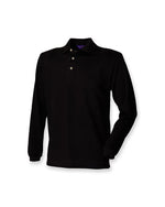 Henbury Long Sleeve Cotton Pique Polo Shirt - thumbnail 1