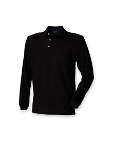 Henbury Long Sleeve Cotton Pique Polo Shirt