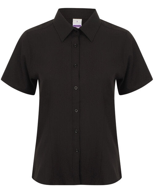Henbury Ladies Wicking Anti-Bacterial Polyester Quick Dry Short Sleeve Shirt