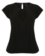 Henbury Ladies Pleat Front Short Sleeve Blouse - thumbnail 1