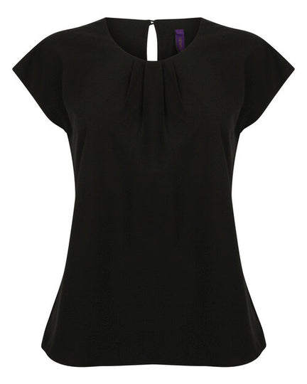 Henbury Ladies Pleat Front Short Sleeve Blouse