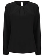 Henbury Ladies Pleat Front Long Sleeve Blouse - [CLEARANCE] - thumbnail 1
