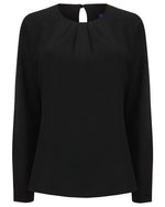 Henbury Ladies Pleat Front Long Sleeve Blouse - thumbnail 1
