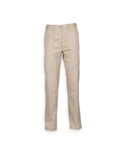 Henbury Ladies 65/35 Flat Fronted Chino Trousers