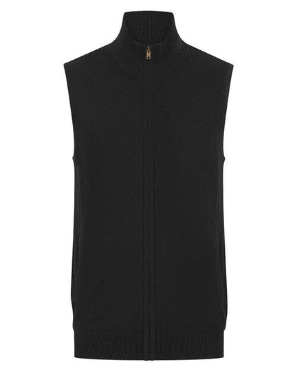 Henbury Mens Sleeveless Zip Jumper
